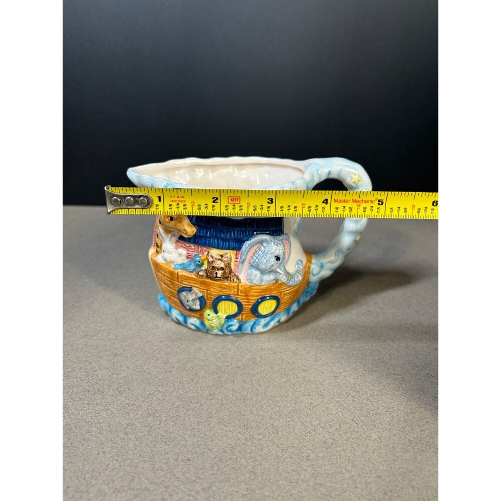 Vintage Noah’s Ark Creamer Pitcher Painted Animals Ceramic Decorative 4'' Tall - Picture 5 of 8